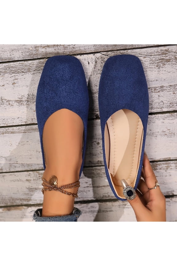 Womens Flats Shoes, Square Toe Slip-On Soft Sole Shallow Dressy Work Office Ballet Flats Blue US6