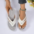 thumbnail image 1 of Viluyesy Womens Flip Flop Sandals, Flatform Wide Width Arch Support Casual Beach Slippers Beige, 1 of 5