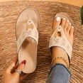 thumbnail image 1 of Viluyesy Womens Flip Flop Sandals, Hollow Up Soft Sole Wide Width Comfortable Slip-On Slides Slippers Beige, 1 of 9
