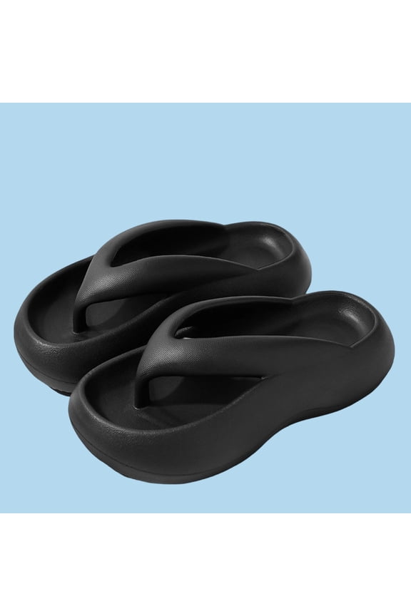 Womens Flip Flops, Non-Slip Shower Bedroom Slippers Thick Sole Indoor Outdoor Comfort Thong Sandals Black