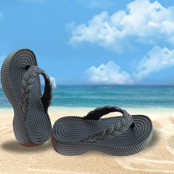 Viluyesy Womens Flip Flops, Soft Sole Arch Support Slope Heel Summer Beach Slippers Black