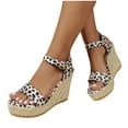 thumbnail image 1 of Viluyesy Womens Heeled Sandals, Ankle Strap Open Toe Leopard Print High Heels Slingback Shoes Beige, 1 of 7