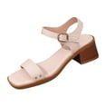 thumbnail image 1 of Viluyesy Womens Heeled Sandals, Ankle Strap Sling Back Square Toe Ladies Block Heels Dressy Shoes White US7, 1 of 7