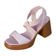 thumbnail image 1 of Viluyesy Womens Heeled Sandals, Block Heels Elastic Strappy Open Toe Summer Fashion Dressy Pumps Purple US7.5, 1 of 9