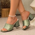 thumbnail image 1 of Viluyesy Womens Heeled Sandals, Floral Faux Leather Chunky Heels Square Toe Fashion Slides Shoes Green US9, 1 of 9