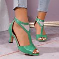 thumbnail image 1 of Viluyesy Womens Heeled Sandals, Open Toe Back Zipper Sexy Mesh Office Wedding Party Shoes Green, 1 of 8