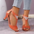 thumbnail image 1 of Viluyesy Womens Heeled Sandals, Open Toe Back Zipper Sexy Mesh Office Wedding Party Shoes Orange, 1 of 9