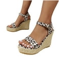 thumbnail image 1 of Viluyesy Womens Heeled Sandals, Open Toe Leopard Print Ankle Strap High Heels Slingback Shoes Gray, 1 of 5