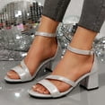thumbnail image 1 of Viluyesy Womens Heeled Sandals, Open Toe Summer New Style Ankle Strap Casual Dressy Shoes Silver, 1 of 8