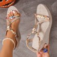 thumbnail image 1 of Viluyesy Womens Heeled Sandals, Open Toe Wide Width Ankle Strap Summer Beach Wedge Sandals Beige, 1 of 9