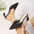thumbnail image 1 of Viluyesy Womens Kitten Heeled Mules, Pointed Toe Mesh Slip-On Fashion Dress Slides Sandals Black US9, 1 of 9
