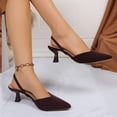 thumbnail image 1 of Viluyesy Womens Kitten Heels Sandals, Slingback Low Heels Pointed Toe Slip-On Party Wedding Evening Pumps Coffee US6, 1 of 9