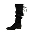 thumbnail image 1 of Viluyesy Womens Knee High Boots, Chunky Heels Wide Calf Adjustable Strap Pointed Toe Fall Winter Slouch Tall Boots Black US9.5, 1 of 7