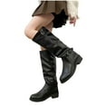 thumbnail image 1 of Viluyesy Womens Knee High Boots, Low Heels Wide Calf Pull-On PU Leather Fashion Tall Boots Black US6.5, 1 of 7