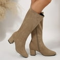 thumbnail image 1 of Viluyesy Womens Knee High Boots, Pointed Toe Suede Leather High Chunky Heels Fall Winter Dress Tall Boots Khaki US8.5, 1 of 9