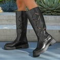 thumbnail image 1 of Viluyesy Womens Knee High Boots, Wide Calf Fashion Hollow Out Thick Sole Back Zipper Moto Boots Black, 1 of 9