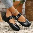 thumbnail image 1 of Viluyesy Womens Mary Jane Flats, Square Toe Faux Leather Adjustable Strap Fashion Dressy Flats Shoes Black US9.5, 1 of 9