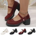 thumbnail image 1 of Viluyesy Womens Mary Jane Shoes Round Toe Patent Leather Pearl Button Strap Platform Block Heel Slip On Dressy Office Wedding Comfort Heeled Shoes Black Size US5.5, 1 of 10