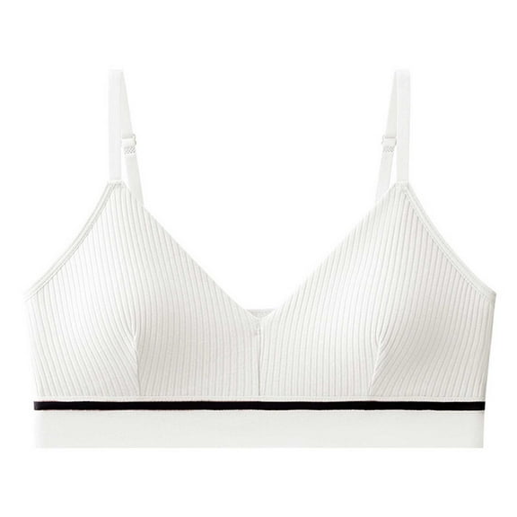 Viluyesy Womens Medium Support Sports Bras, Breathable Cotton Comfort Fitness Yoga Workout Underwear White Free Size