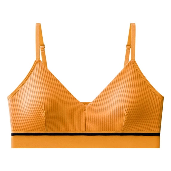 Viluyesy Womens Medium Support Sports Bras, Comfort Breathable Cotton Fitness Yoga Workout Underwear Gold Free Size