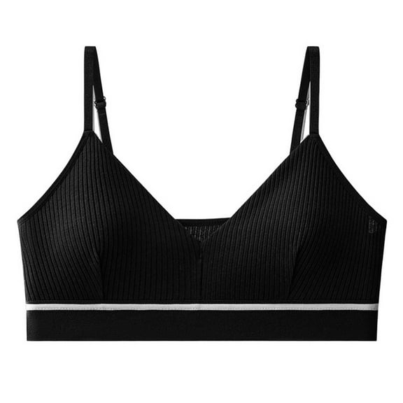 Viluyesy Womens Medium Support Sports Bras, Comfort Cotton Breathable Fitness Yoga Workout Underwear Black Free Size