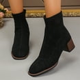 thumbnail image 1 of Viluyesy Womens Mid-Calf Boots, Back Zipper Pointed Toe Chunky Heels Fashion Suede Dress Boots Black, 1 of 8