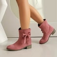 thumbnail image 1 of Viluyesy Womens Mid Calf Boots, Chunky Heels Suede Leather Pull-On Fall Winter Dress Boots Pink, 1 of 9