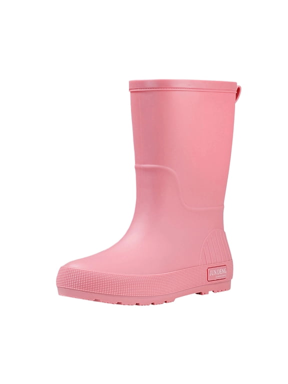 Womens Mid Calf Rain Boots, Anti-Slip Waterproof Slip On Rubber Garden Outdoor Rainboots Pink US7
