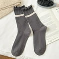 thumbnail image 1 of Viluyesy Womens Mid-Tube Socks, Cotton Ruffles Cut Stretch Comfort Fashion Breathable Crew Socks Dark Gray, 1 of 3