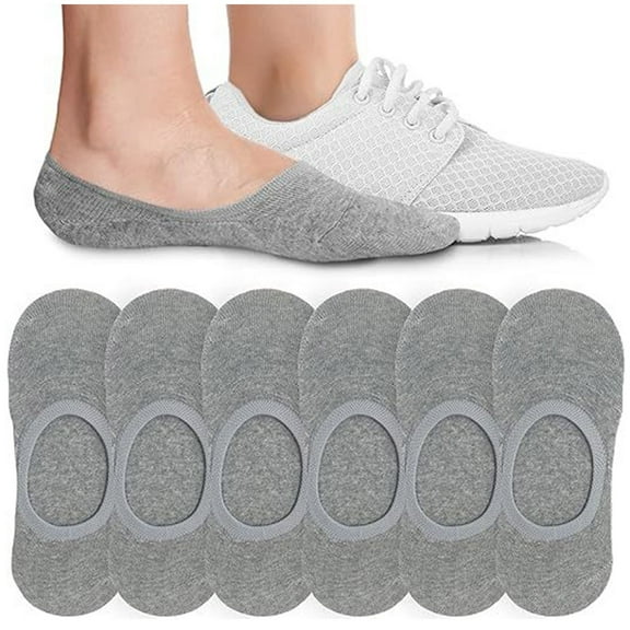 Viluyesy Womens No Show Socks 6 Pairs, Non-Slip Low Cut Breathable Stretch Basic Invisible Liner Socks Gray