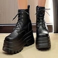 thumbnail image 1 of Viluyesy Womens Platform Boots, Round Toe Combat Shoes Thick Sole Lace-Up Fashion Motorcycle Boots Black US6.5, 1 of 6