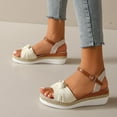 thumbnail image 1 of Viluyesy Womens Platform Sandals, Bowknot Ankle Strap Slingback Wide Width Casual Shoes White, 1 of 4