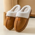 thumbnail image 1 of Viluyesy Womens Platform Slippers, Closed Toe Soft Sole Slip-On Winter Warm Cozy Fuzzy Suede Slippers Khaki, 1 of 3