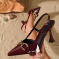 thumbnail image 1 of Viluyesy Womens Pumps Stiletto Pointed Toe Metal Buckle Slip On Dressy Comfortable Party Wedding Shoes Wine Size 9, 1 of 8