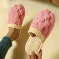 thumbnail image 1 of Viluyesy Womens Scuff Slippers Braided Fuzzy Plush Corduroy Trim Closed Toe Non Slip Warm Indoor House Slides Pink Size 6-7, 1 of 6
