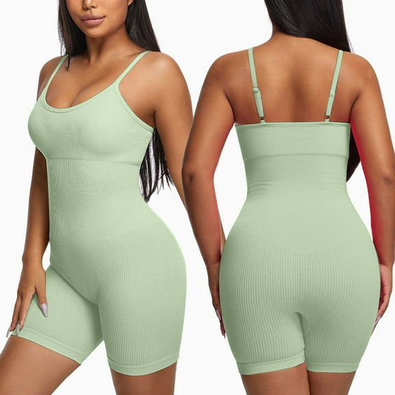 Viluyesy Womens Shaper Bodysuit, Tummy Control Scoop Neck Seamless Tight Fit Yoga Trainer Shapewear Yellow L