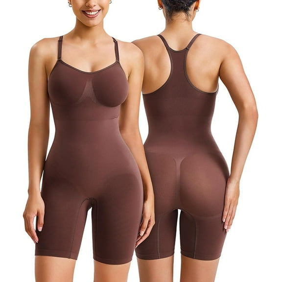 Viluyesy Womens Shapewear with Adjustable Strap, Butt Lifter Snatched Waist Tummy Control Tight Fit Yogo Trainer Bodysuit Coffee L
