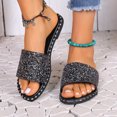 thumbnail image 1 of Viluyesy Womens Slide Sandals, Open Toe Sequin Slip On Summer Casual Flat Slippers Black, 1 of 9