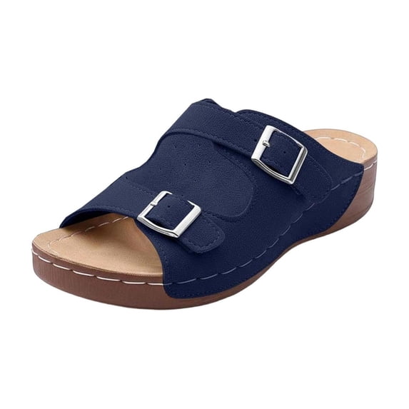 Viluyesy Womens Slide Sandals, Slip-On Soft Sole Wide Width 2026 Ladies Summer Comfortable Shoes Dark Blue US6.5