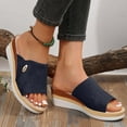 thumbnail image 1 of Viluyesy Womens Slide Sandals, Soft Sole Comfort Slingback Peep Toe Slip-On New Denim Espadrille Shoes Dark Blue 9, 1 of 9