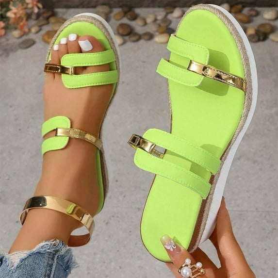 Viluyesy Womens Slide Sandals, Soft Sole Peep Toe New Style Summer Casual Fashion Wedge Shoes Green 6.5