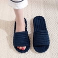 thumbnail image 1 of Viluyesy Womens Slide Slippers Corduroy Striped Open Toe Slip On Flat Non Slip Indoor House Shoes Breathable Lightweight Soft Comfort Slides Navy Size 10-10.5, 1 of 6