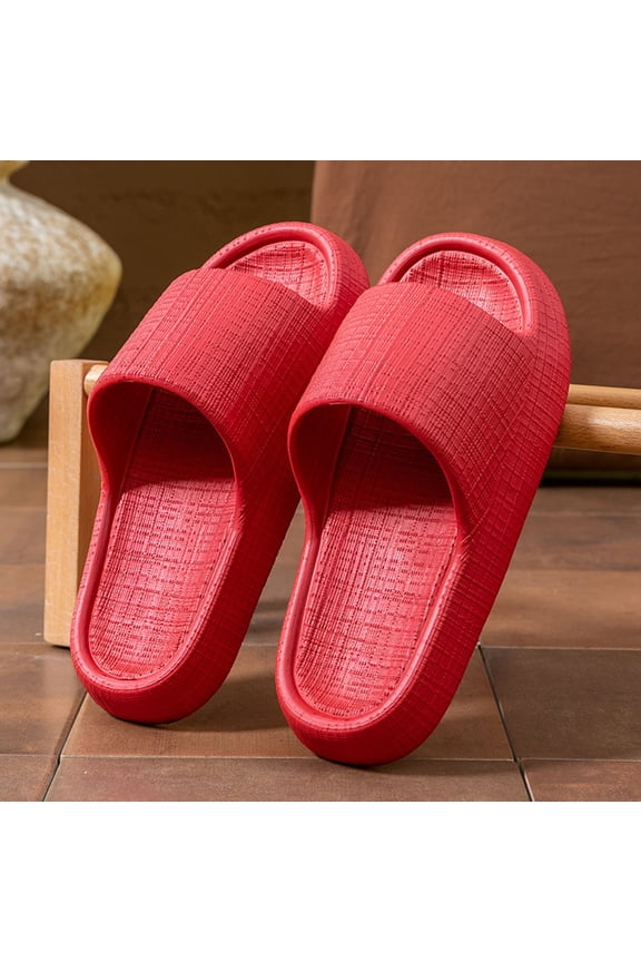 Womens Slides Slippers, EVA Anti-Slip Thick Sole Shower Bathroom Shoes Casual Indoor Outdoor Slide Sandals Red