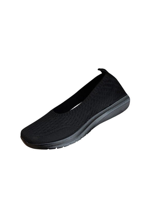 Womens Slip On Comfort Shoes, Soft Sole Lightweight Breathable Casual Fashion Walking Sneakers Black