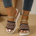thumbnail image 1 of Viluyesy Womens Slip-On Sandals, Retro Thick Soled Wide Width Open Toe Beach Slippers Brown, 1 of 5