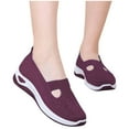thumbnail image 1 of Viluyesy Womens Slip-On Sneaker, Lightweight Soft Sole Breathable Comfort Casual Flat Shoes Purple US7, 1 of 4