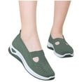 thumbnail image 1 of Viluyesy Womens Slip-On Sneaker, Mesh Breathable Wide Width Soft Sole Flat Casual Shoes Green US4.5, 1 of 5