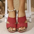 thumbnail image 1 of Viluyesy Womens Slippers Sandals, Soft Sole Wide Width Open Toe Beach Wedge Shoes Red, 1 of 7