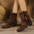 thumbnail image 1 of Viluyesy Womens Slouch Boots, Chunky Heels Retro Tassels Round Toe Fashion Mid-Calf Suede Cowgirl Boots Coffee US6.5, 1 of 9