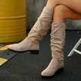 thumbnail image 1 of Viluyesy Womens Slouchy Boots, Suede Leather Thicken Chunky Heels Wide Calf Fall Winter Knee High Boots Khaki US7.5, 1 of 9